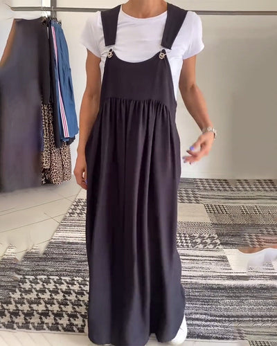 Vestido casual de tirantes en color sólido