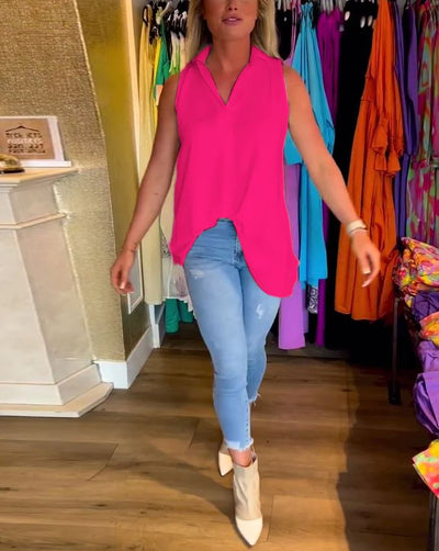 Blusa sin mangas con volantes y cuello solapa - 💖 ESPECIAL DIA DE LAS MADRES 👩‍🦳