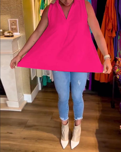Blusa sin mangas con volantes y cuello solapa - 💖 ESPECIAL DIA DE LAS MADRES 👩‍🦳