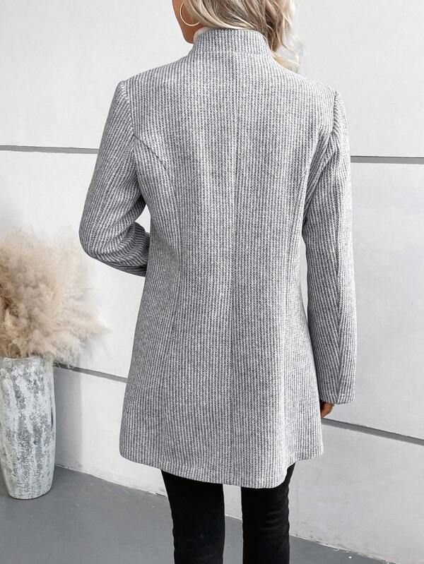 Elegante Chaqueta de Manga Larga sin Cuello con Estampado
