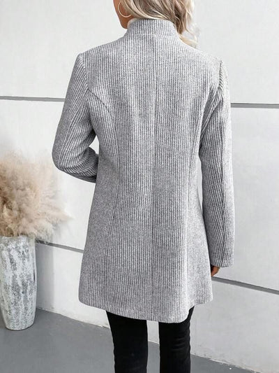 Elegante Chaqueta de Manga Larga sin Cuello con Estampado