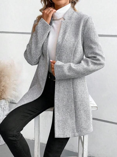 Elegante Chaqueta de Manga Larga sin Cuello con Estampado