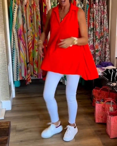 Blusa sin mangas con volantes y cuello solapa - 💖 ESPECIAL DIA DE LAS MADRES 👩‍🦳