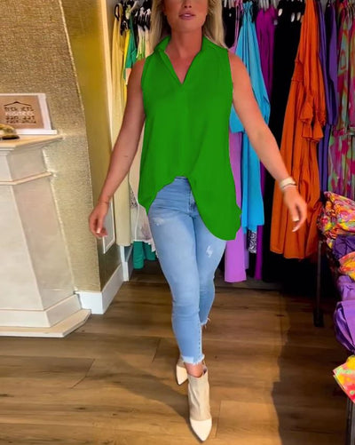 Blusa sin mangas con volantes y cuello solapa - 💖 ESPECIAL DIA DE LAS MADRES 👩‍🦳