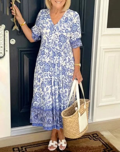 Vestido bohemio con escote en V