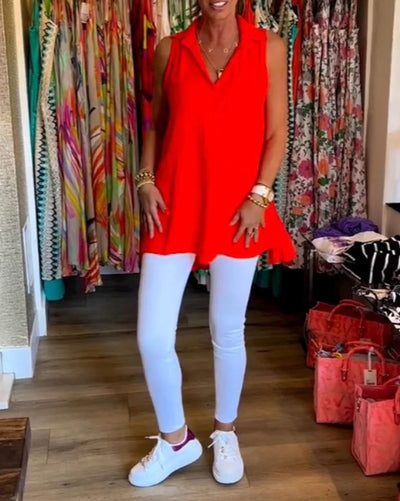 Blusa sin mangas con volantes y cuello solapa - 💖 ESPECIAL DIA DE LAS MADRES 👩‍🦳