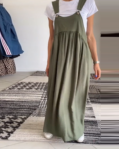Vestido casual de tirantes en color sólido