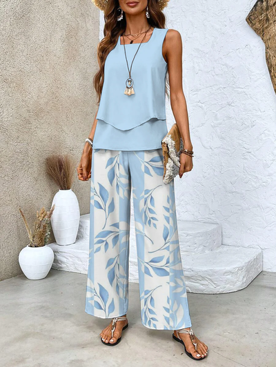Conjunto de dos piezas con top y pantalón combinado