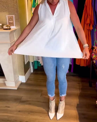 Blusa sin mangas con volantes y cuello solapa - 💖 ESPECIAL DIA DE LAS MADRES 👩‍🦳
