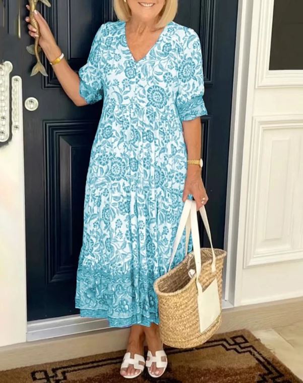 Vestido bohemio con escote en V