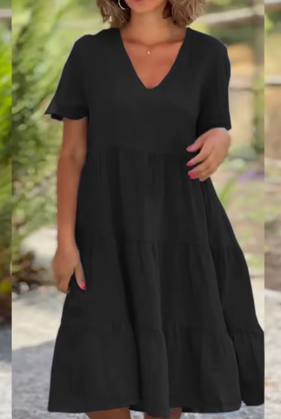 Vestido informal de lino y algodón para mujer