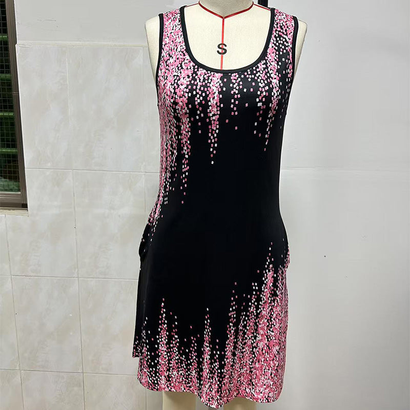Vestido mini de verano sin mangas con estampado