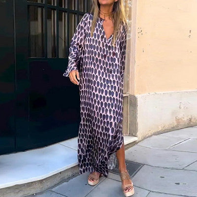 Bellevo | Vestido Elegante con Estampado Marrón