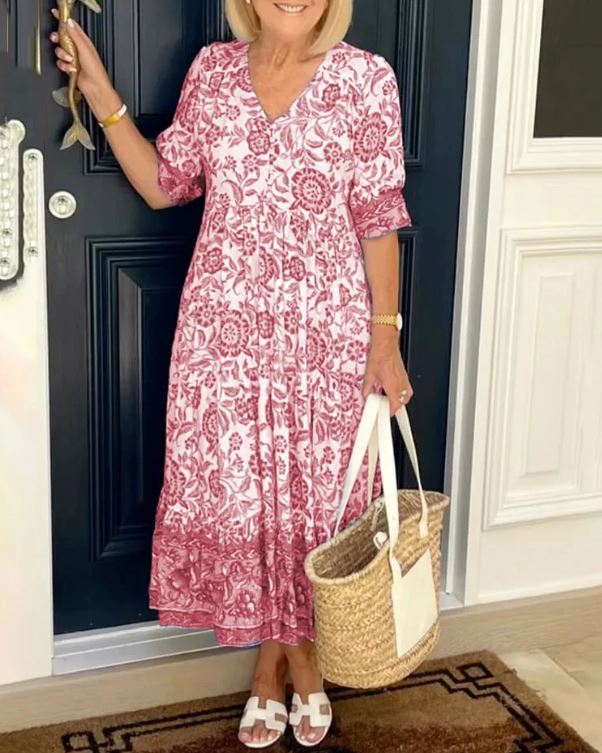 Vestido bohemio con escote en V