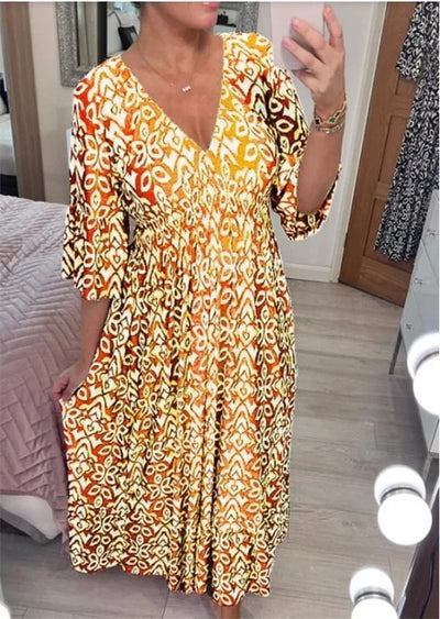 Vestido floral con escote en V