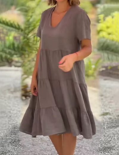 Vestido informal de lino y algodón para mujer