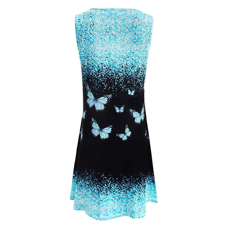 Vestido mini de verano sin mangas con estampado