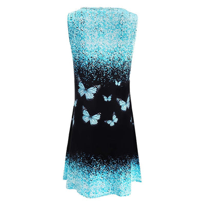Vestido mini de verano sin mangas con estampado