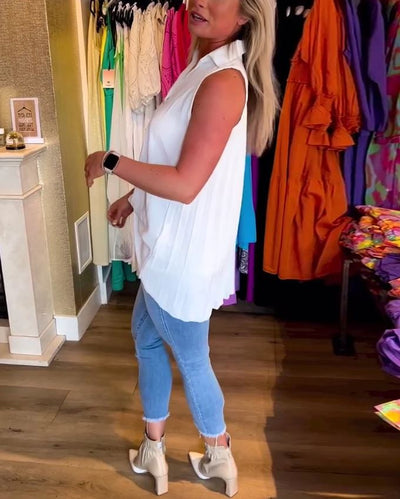 Blusa sin mangas con volantes y cuello solapa - 💖 ESPECIAL DIA DE LAS MADRES 👩‍🦳