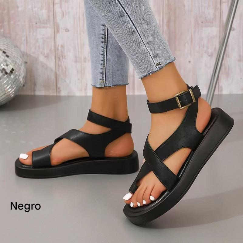Sandalias para mujer con tobillo ajustable y hebilla cruzada