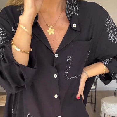 Camisa de manga larga con solapa y estampado de tendencia para mujer - 💖 ESPECIAL DIA DE LAS MADRES 👩‍🦳
