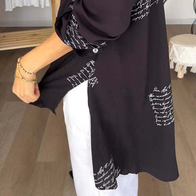 Camisa de manga larga con solapa y estampado de tendencia para mujer - 💖 ESPECIAL DIA DE LAS MADRES 👩‍🦳