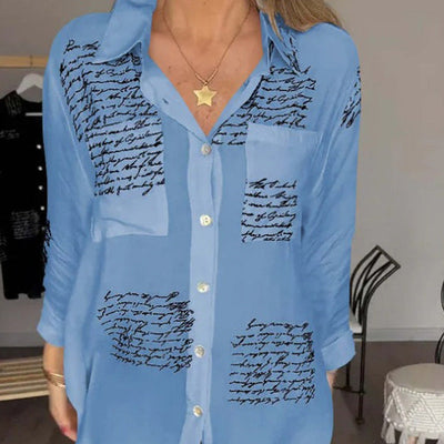 Camisa de manga larga con solapa y estampado de tendencia para mujer - 💖 ESPECIAL DIA DE LAS MADRES 👩‍🦳