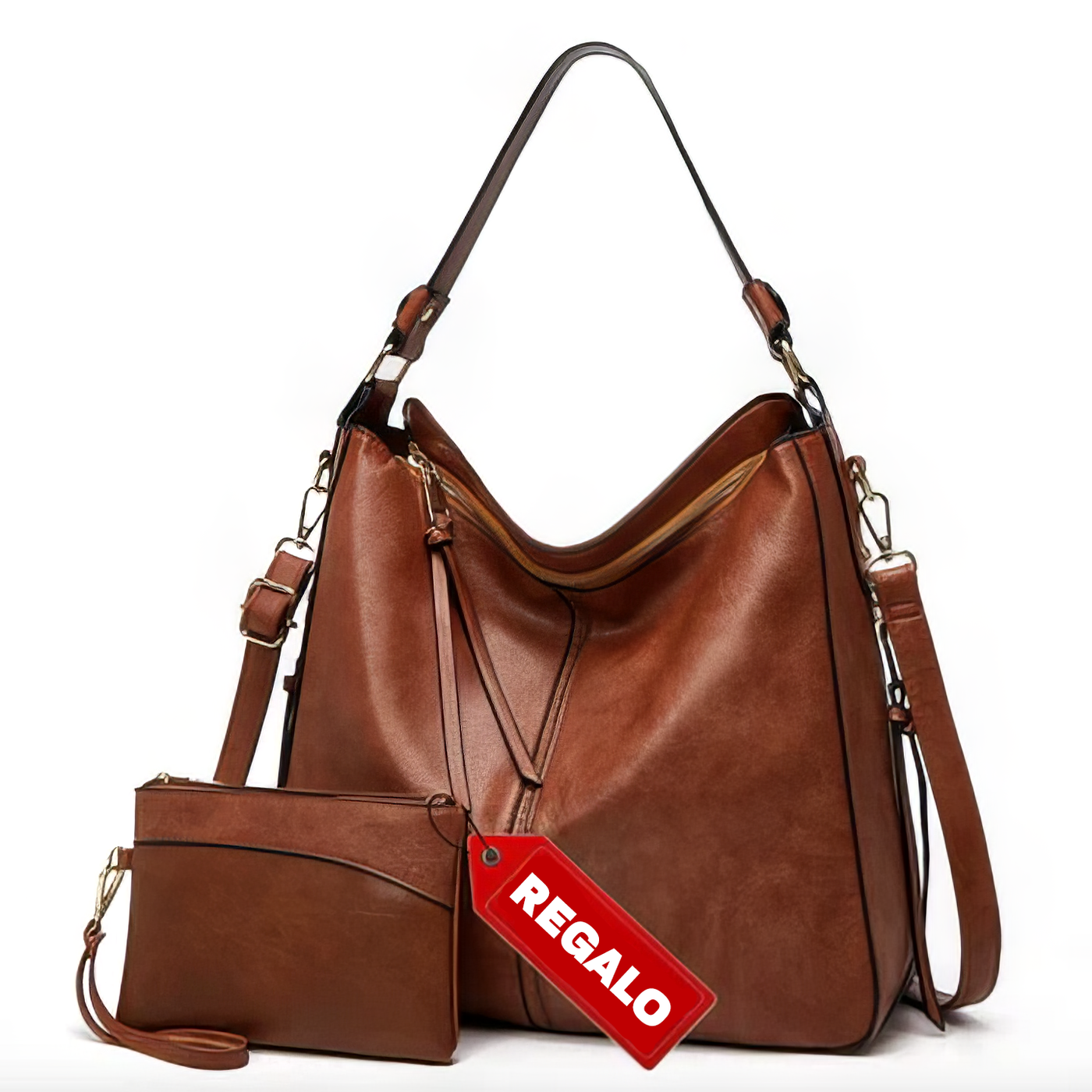 Bolso de mano de cuero suave para mujer + Bandolera gratis