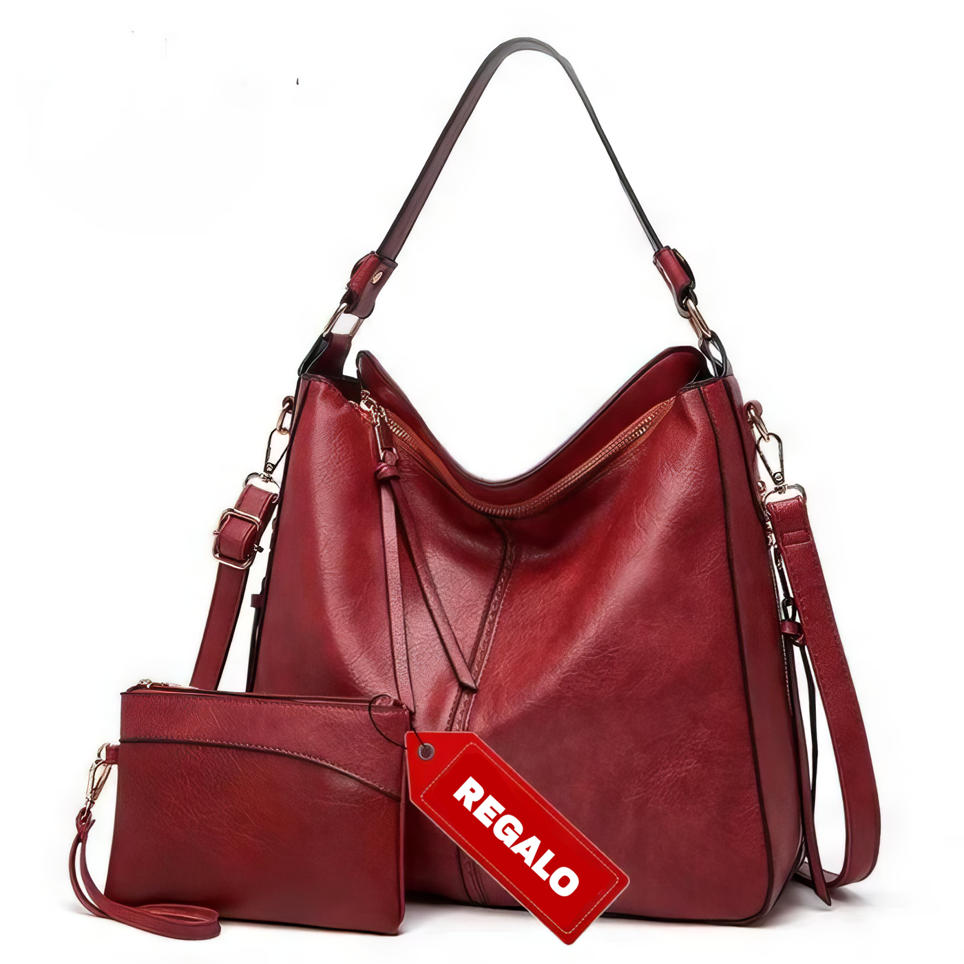 Bolso de mano de cuero suave para mujer + Bandolera gratis