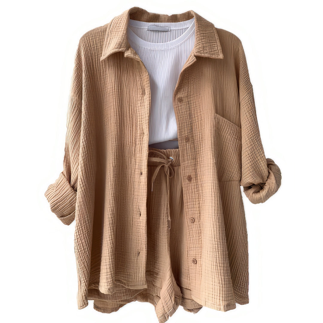 Conjunto de camisa y pantalón corto para mujer