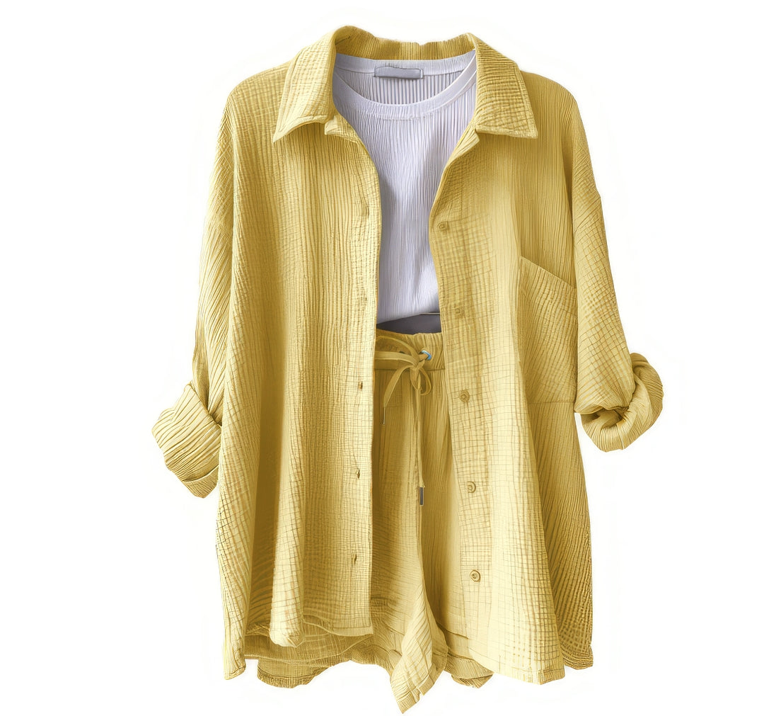 Conjunto de camisa y pantalón corto para mujer