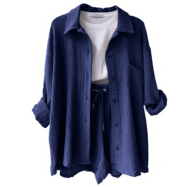 Conjunto de camisa y pantalón corto para mujer