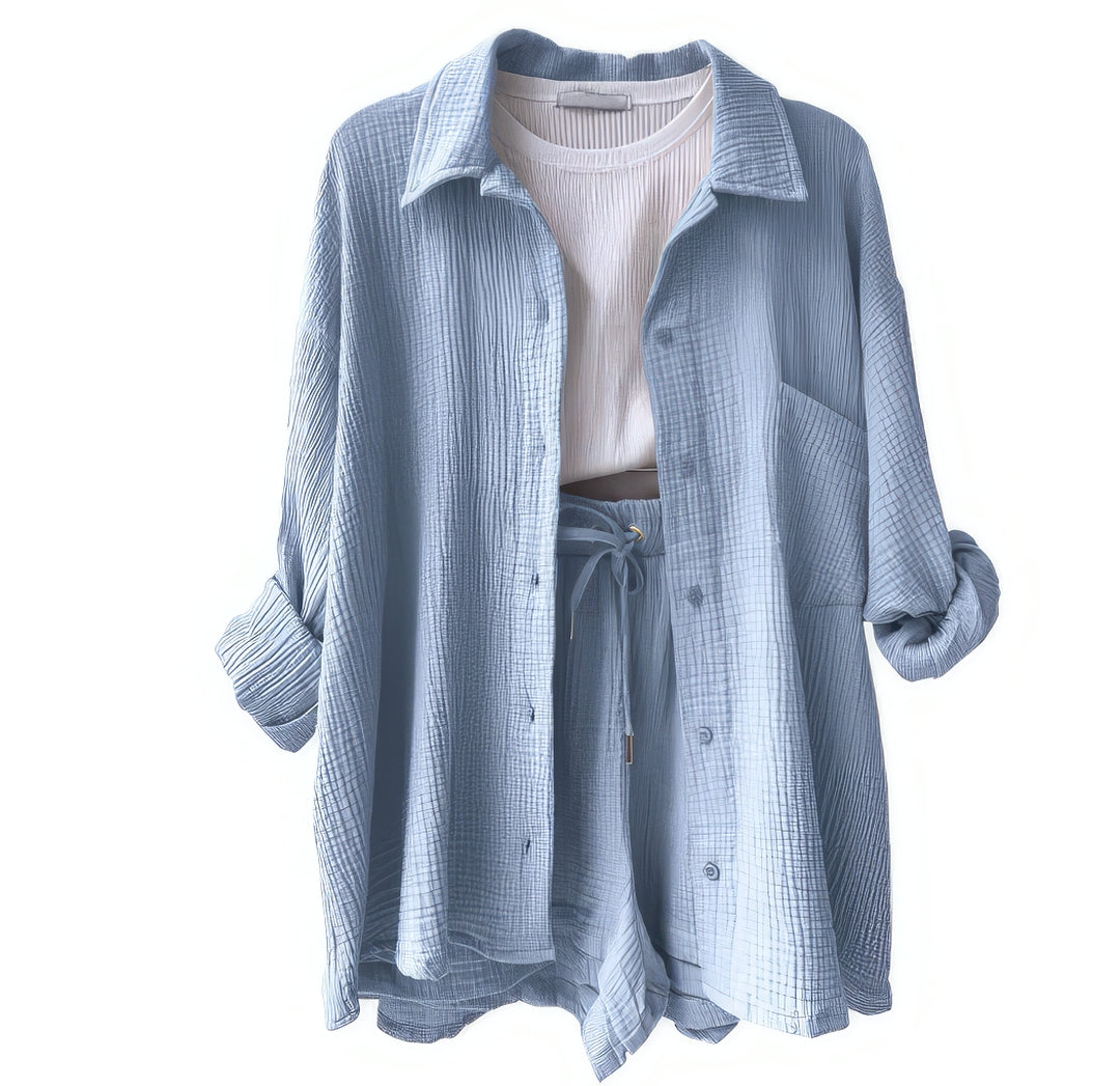 Conjunto de camisa y pantalón corto para mujer