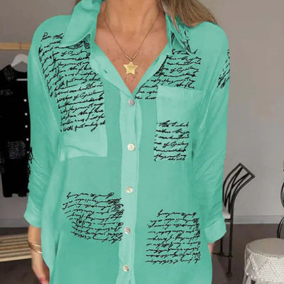 Camisa de manga larga con solapa y estampado de tendencia para mujer - 💖 ESPECIAL DIA DE LAS MADRES 👩‍🦳