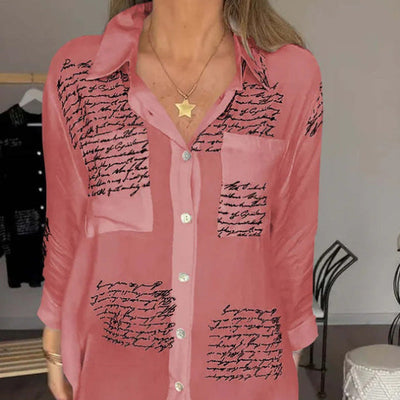 Camisa de manga larga con solapa y estampado de tendencia para mujer - 💖 ESPECIAL DIA DE LAS MADRES 👩‍🦳