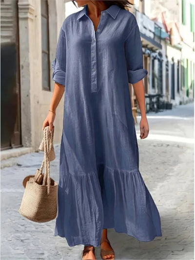 Vestido camisa casual y elegante de manga larga