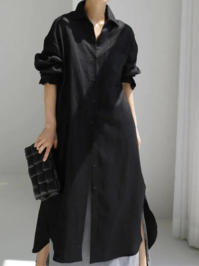 Vestido Camisero Maxi de Algodón para Mujer