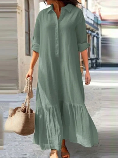 Vestido camisa casual y elegante de manga larga