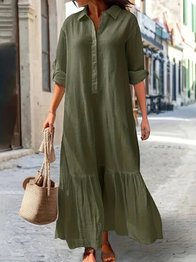 Vestido camisa casual y elegante de manga larga