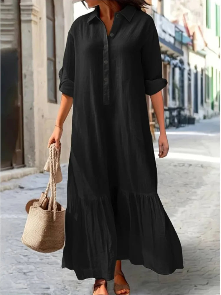 Vestido camisa casual y elegante de manga larga