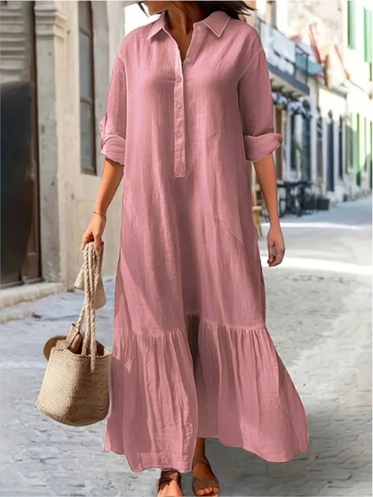 Vestido camisa casual y elegante de manga larga