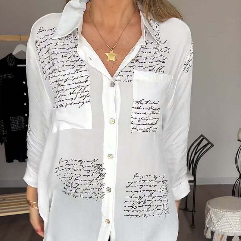 Camisa de manga larga con solapa y estampado de tendencia para mujer - 💖 ESPECIAL DIA DE LAS MADRES 👩‍🦳