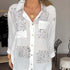 Camisa de manga larga con solapa y estampado de tendencia para mujer.