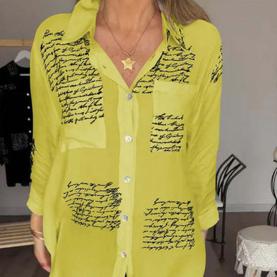 Camisa de manga larga con solapa y estampado de tendencia para mujer - 💖 ESPECIAL DIA DE LAS MADRES 👩‍🦳
