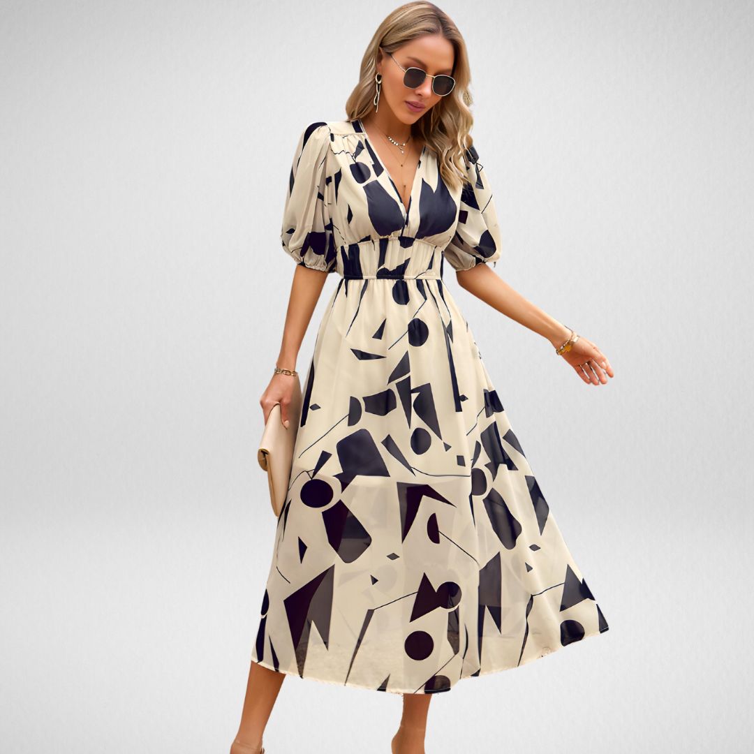 Cammie™ | Vestido Midil con Estampado Geométrico