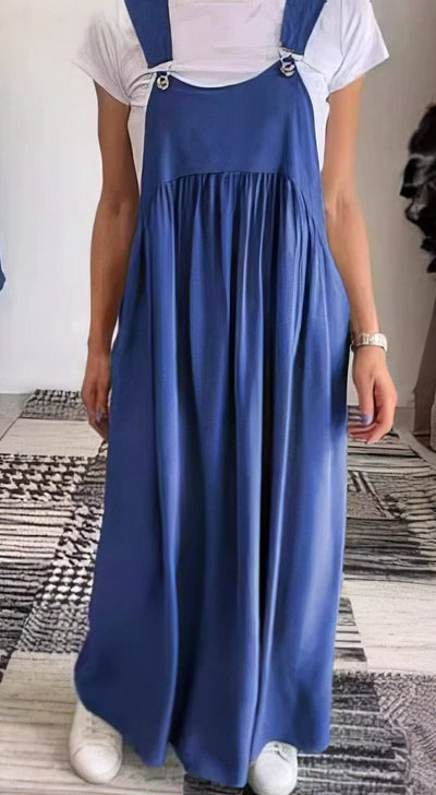 Vestido casual de tirantes en color sólido
