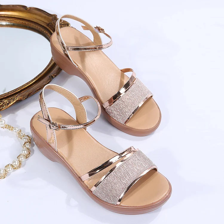 Sandalias ortopédicas con cuña y punta abierta para mujer