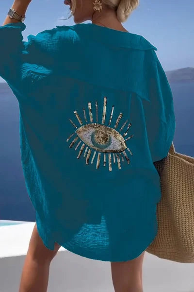 Camisa casual de lentejuelas con cuentas - 💖 ESPECIAL DIA DE LAS MADRES 👩‍🦳