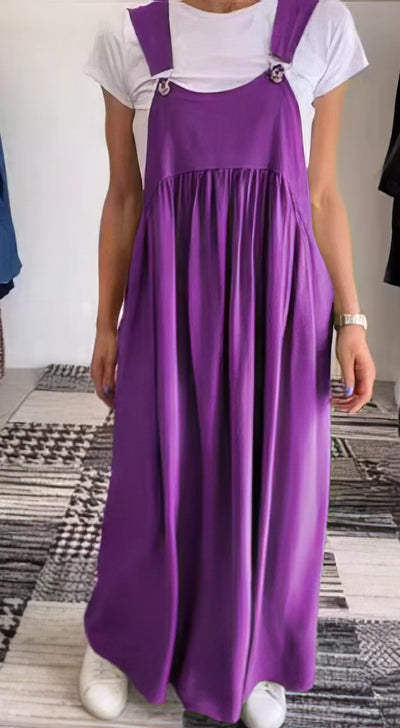 Vestido casual de tirantes en color sólido