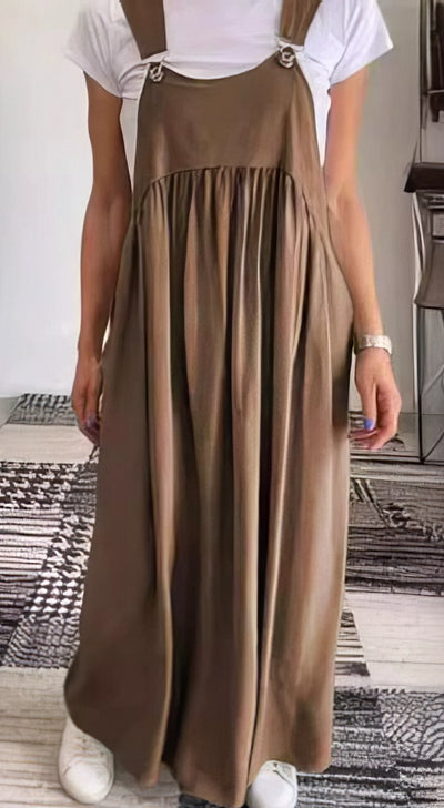 Vestido casual de tirantes en color sólido